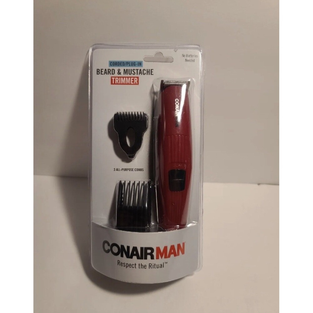 Conair GMT8 Beard & Mustache Trimmer Rechargeable Cordless Grooming Kit Red NEW